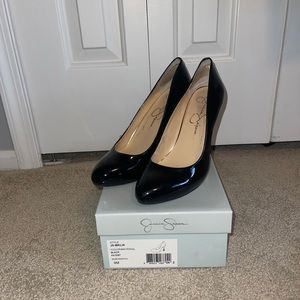 WORN ONCE- Black and Nude Patent Leather Heels, Size 9, Jessica Simpson Brand